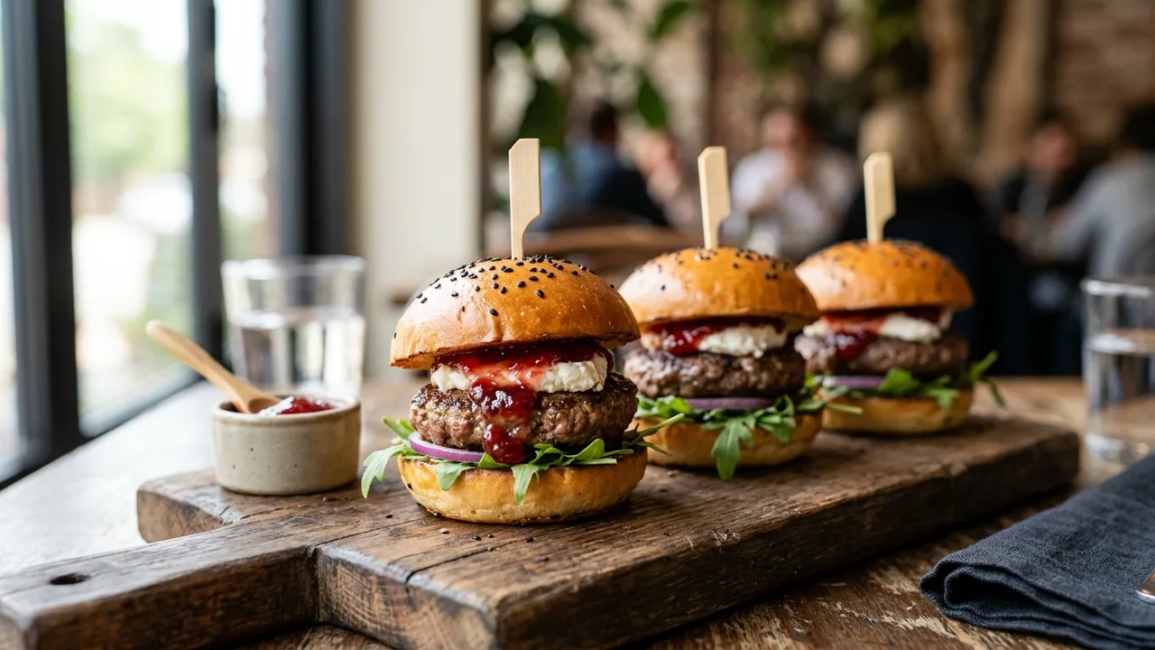 Easy Slider gourmet sliders with goat cheese and strawberry jam