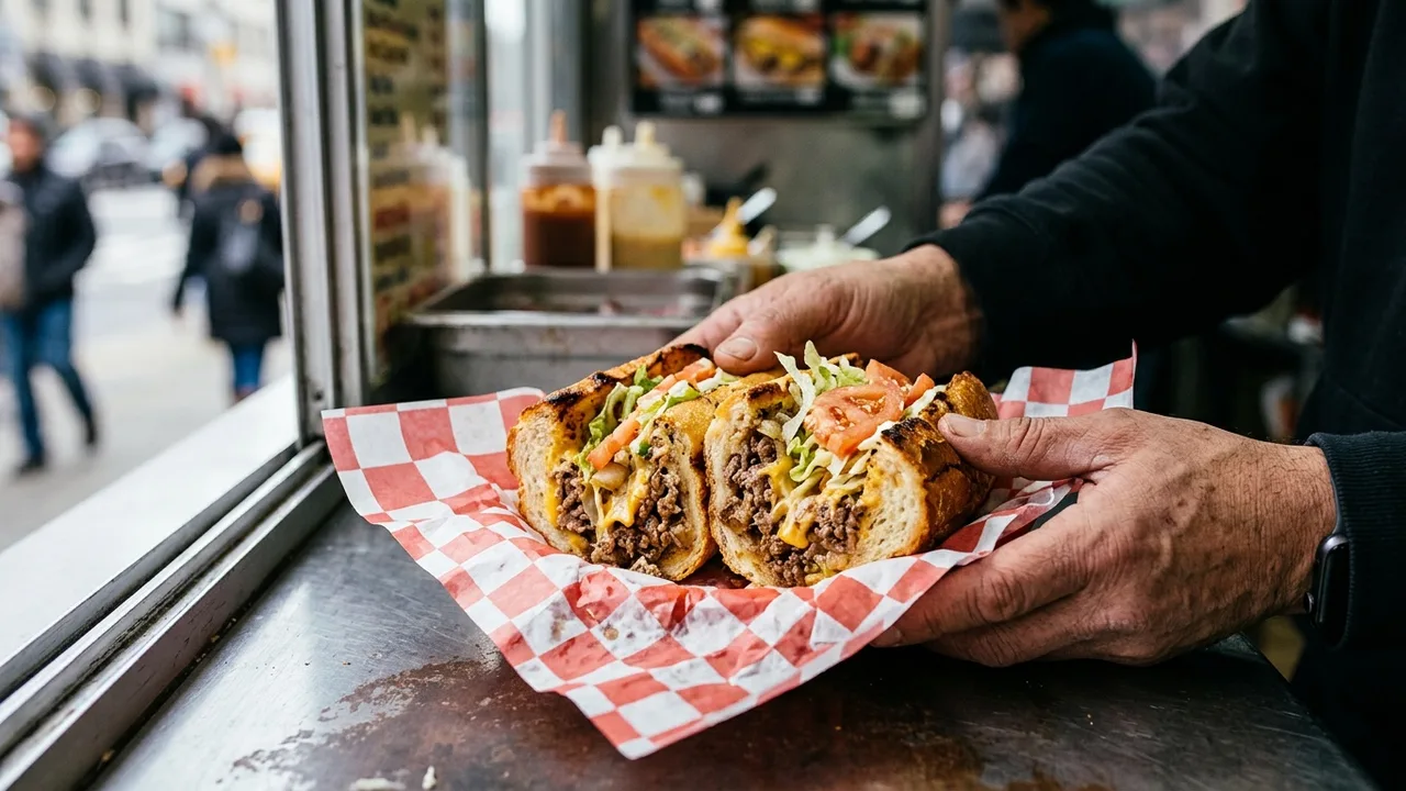 Bodega Truck classic NYC chopped cheese sandwich